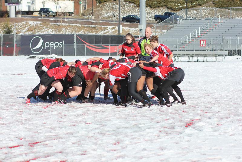 Photo by: Anna Mills

The women's rugby  team in a scrum with the Central Washington rugby team. The game ended early due to injuries sustained by members of CWU.