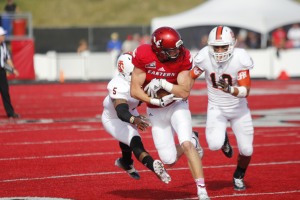Cooper Kupp, grasps the football during the Oct. 4 game against Idaho State University.