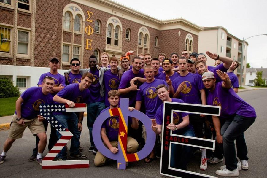 SigEp members pose in front of the fraternity house on College Ave. in May 2015.