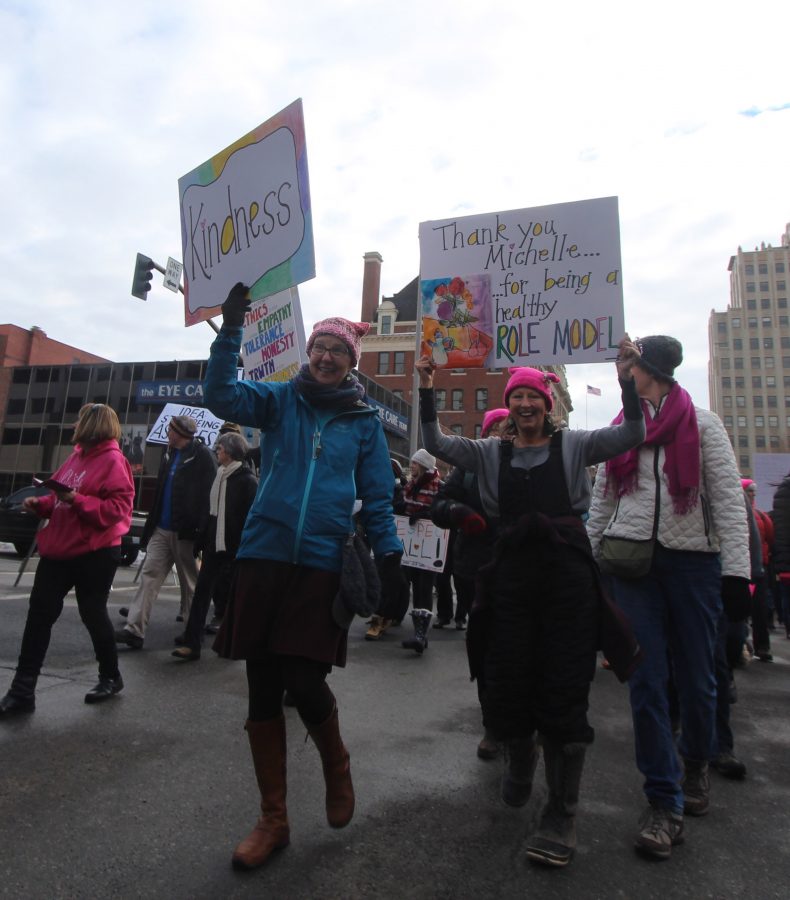 Marchers participating in Spokane's Women's March. An estimated 7500 people were in attendance.