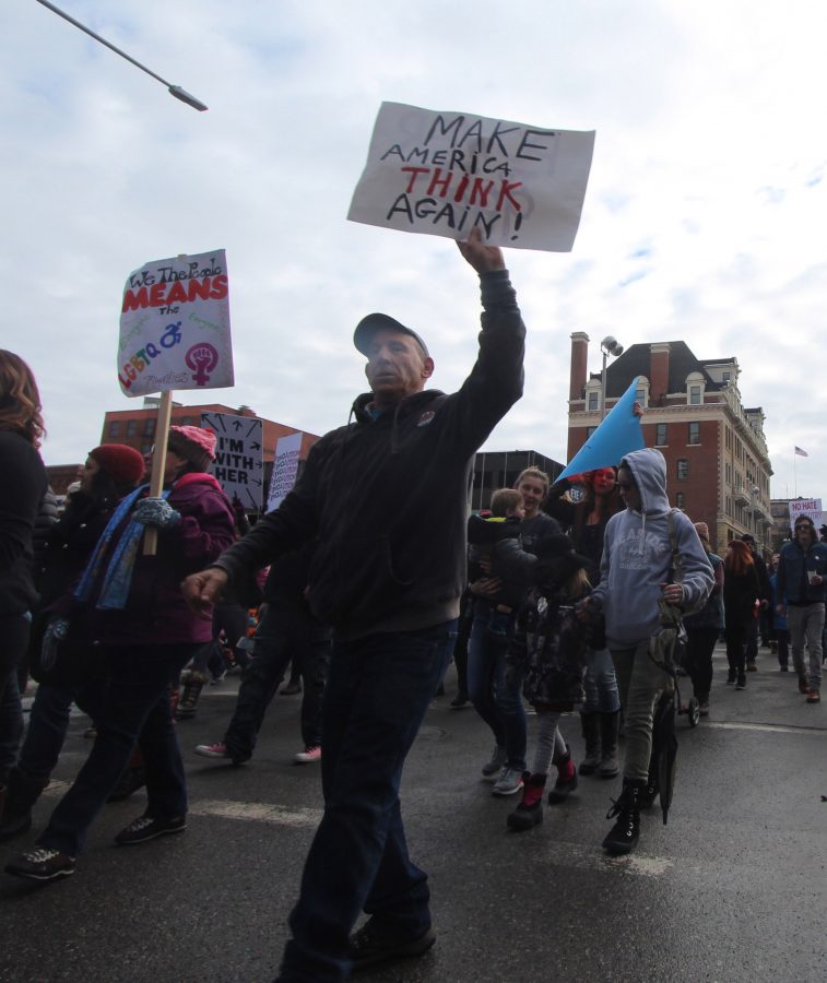 Marchers participating in Spokane's Women's March. An estimated 7500 people were in attendance.