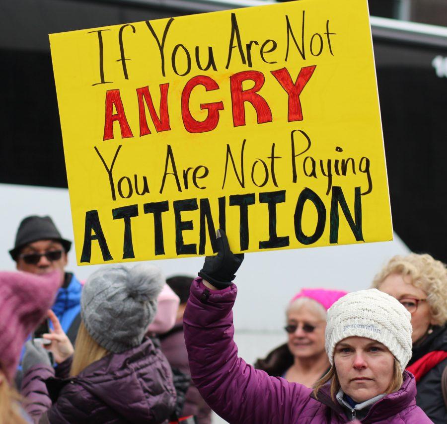 Marchers participating in Spokane's Women's March. An estimated 7500 people were in attendance.