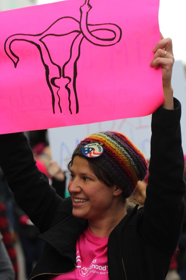 Marchers participating in Spokane's Women's March. An estimated 7500 people were in attendance.