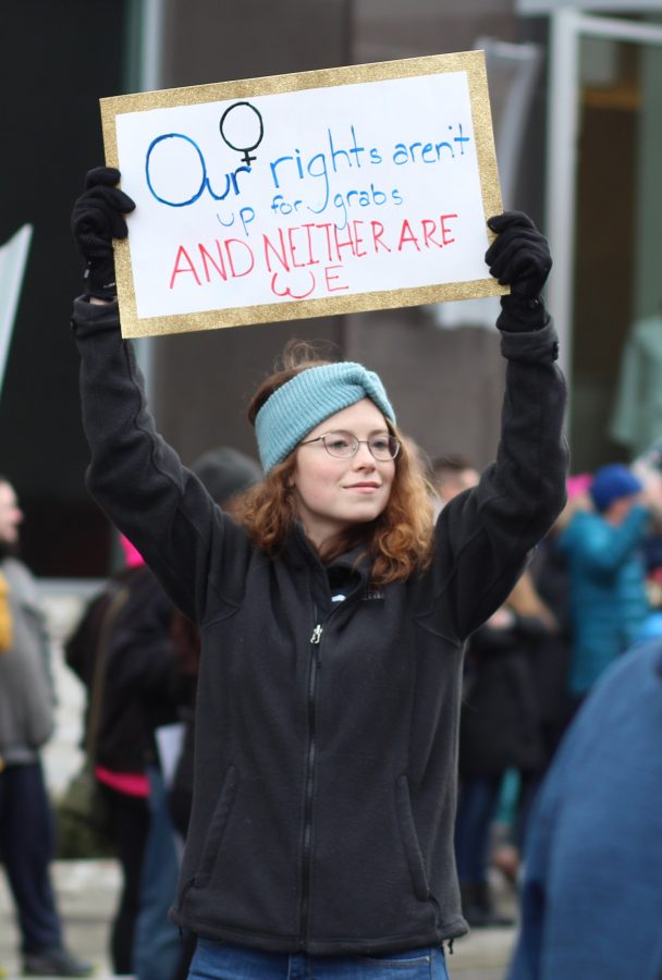 Marchers participating in Spokane's Women's March. An estimated 7500 people were in attendance.