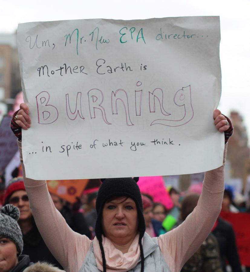 Marchers participating in Spokane's Women's March. An estimated 7500 people were in attendance.