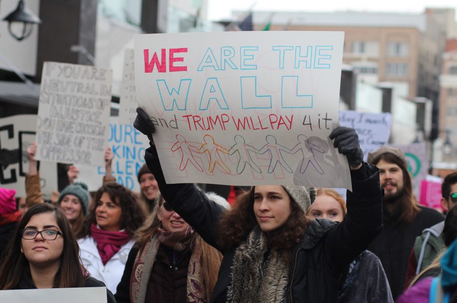 Marchers participating in Spokane's Women's March. An estimated 7500 people were in attendance.