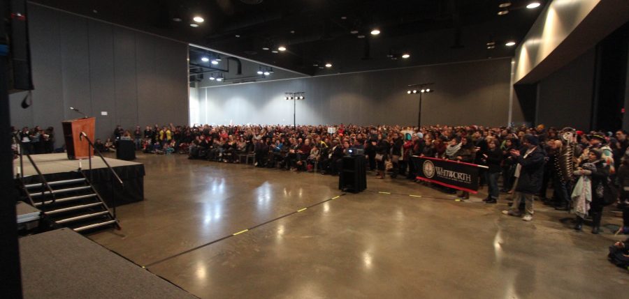 The Spokane Convention Center's Exhibit Hall was overflowing with 1000+ people in attendance for the MLK Day unity rally and march.