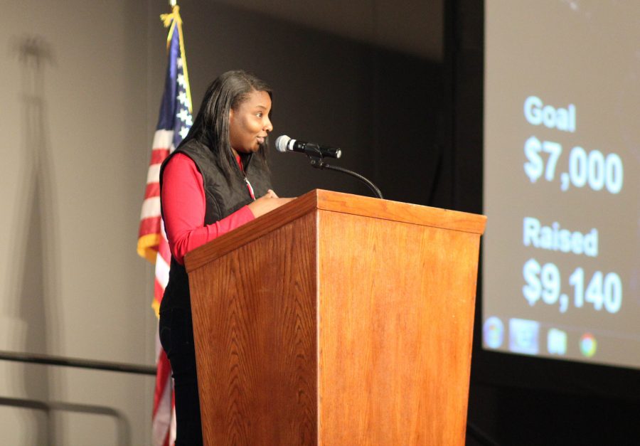 Freda Gandy, the new director of the Martin Luther King Jr., Family Outreach Center speaks to a crowd of 1000+ people at the Spokane Convention Center for the MLK Day unity rally and march. 