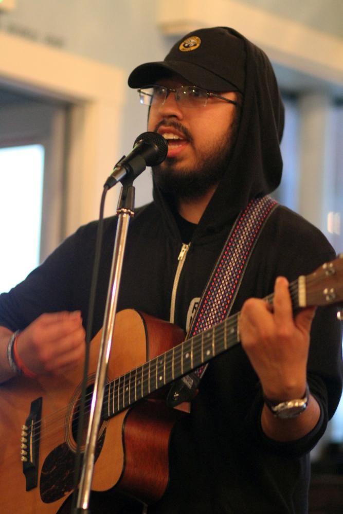 Reuben Soliz performing at The Mason Jars open mic night