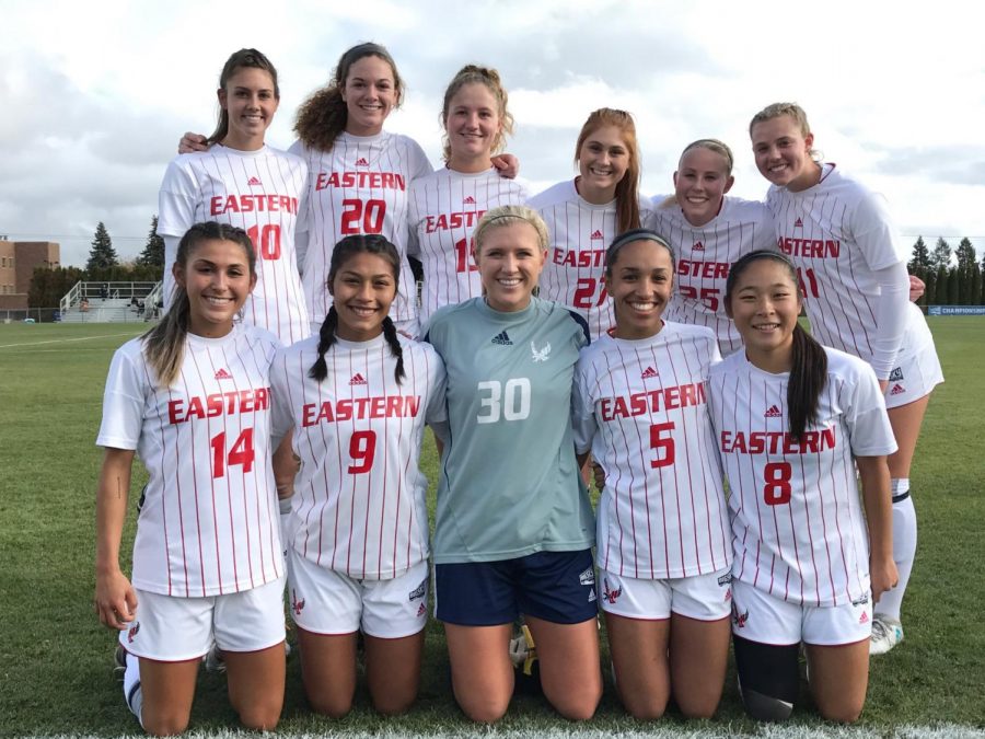 EWU womens soccer won 2-1 on Friday to advance to the conference championship game. They will play Northern Colorado for the title on Sunday. Photo courtesy of EWU Soccer.