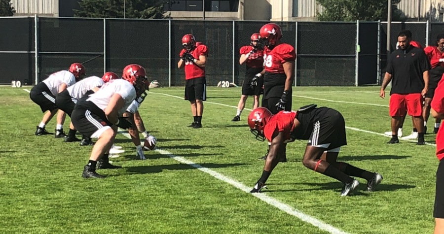 EWU+football+takes+the+field+for+its+second+practice+of+the+season+%7C+Taylor+Newquist+for+The+Easterner+