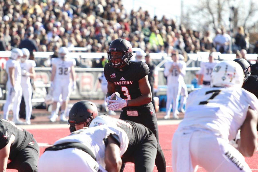 Sophomore Eric Barriere takes a snap against Idaho on Oct. 27. Barriere finished the game with a career-high 326 yards passing.