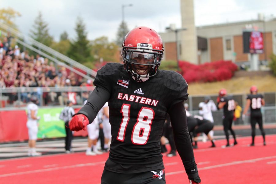 Senior cornerback Dlondo Tucker smiles as he leaves the field against Southern Utah on Oct. 6. Tucker has 24 tackles and an interception this year.