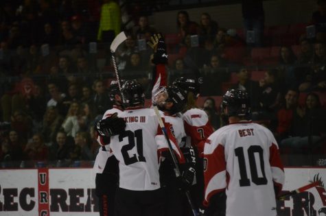 EWU celebrates a goal during its 6-2 victory over SRJC Thursday.