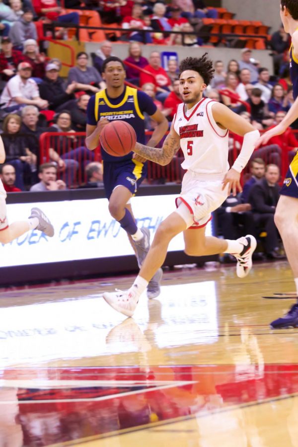 EWU redshirt freshman guard Casson Rouse played nearly 35 minutes during EWUs 80-70 victory over NAU Saturday.