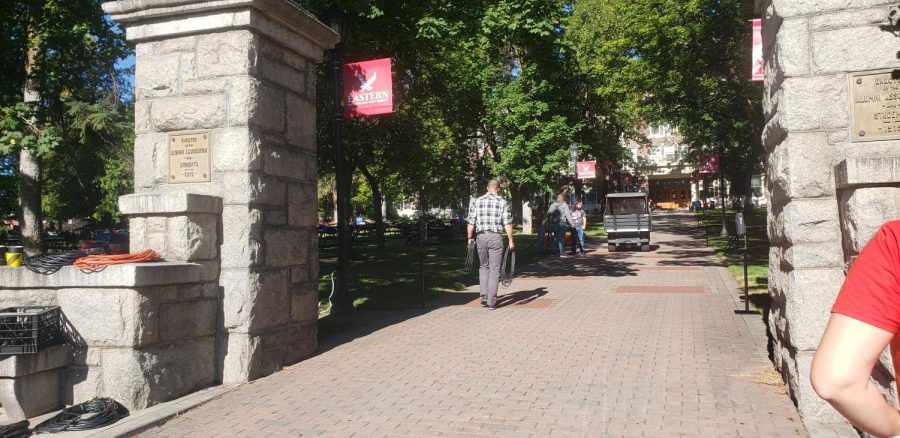 Students were able to walk between the pillars-a tradition done every year for the new students at EWU.