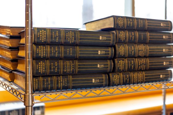 Bound volumes of Edward Curtis’ North American Indian photography series.