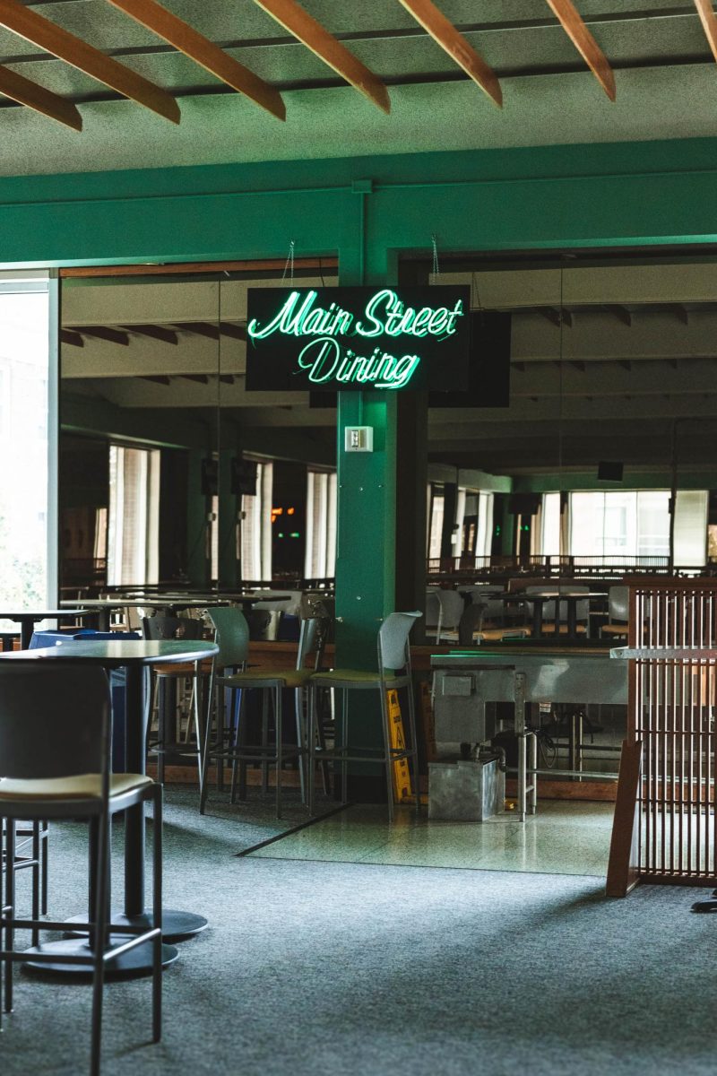 The former Tawanka Dining Hall, which was once a central hub for daily meals and gatherings,
has been retired and is no longer in operation. Previously serving hundreds of students per day, it
now remains a space. The old Tawanka kitchen is now storage, while the dining room itself
hasn’t changed a bit. The classic road signage and neon lighting signs remain as bright as before.
Name tags from old kitchen workers are still posted on the kitchen doors. This retired dining hall
holds memories in each corner, a reminder of all the countless moments past students shared here
and the stories that continue long after the hall doors have shut.