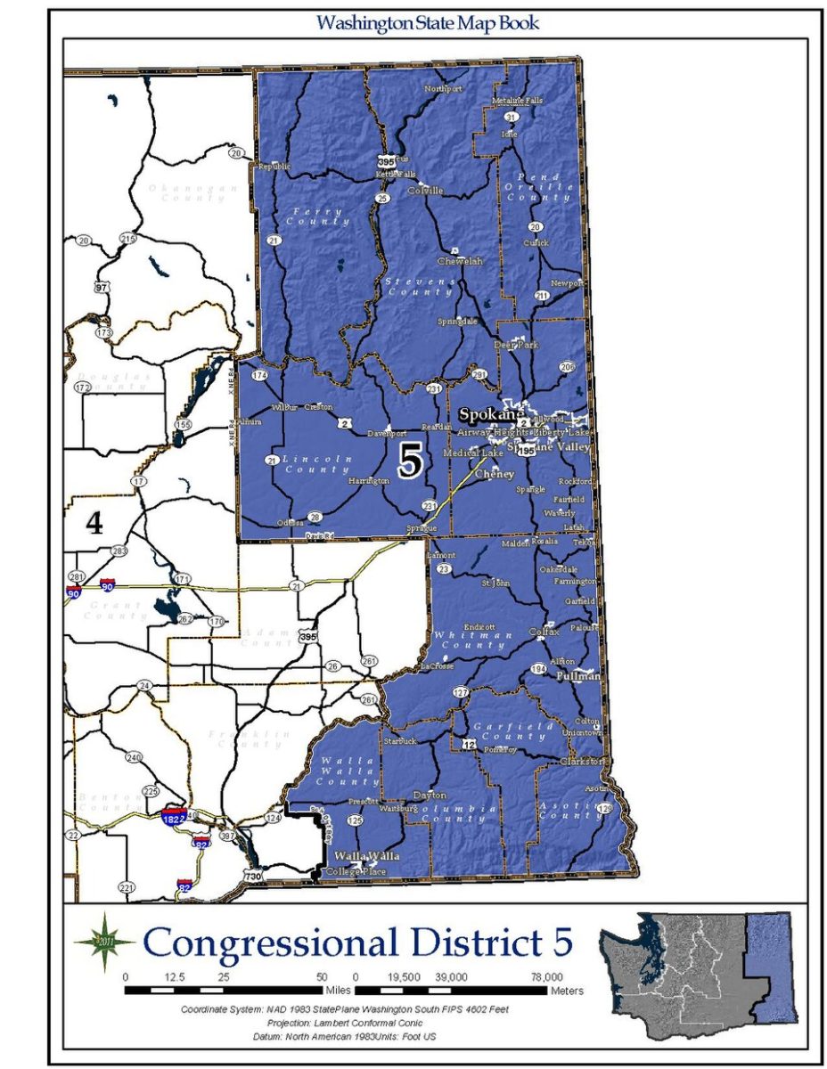 Map of Washington’s 5th Congressional District.